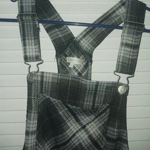 Ultra ❤️ Flirt Plaid Buckle Jumper Dress M Medium Black White Gray NEVER WORN